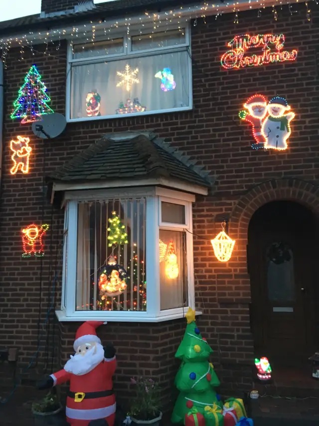 House in Walsall decorated with Christmas decorations