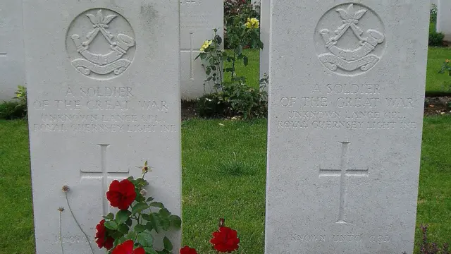 Gravestones of two unknown Royal Guernsey Light Infantry