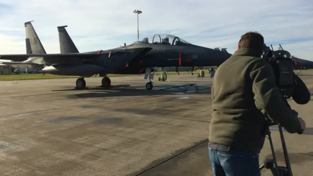 Camera man filming F-15 at Lakenheath