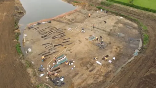 Arial view of the archaelogical dig