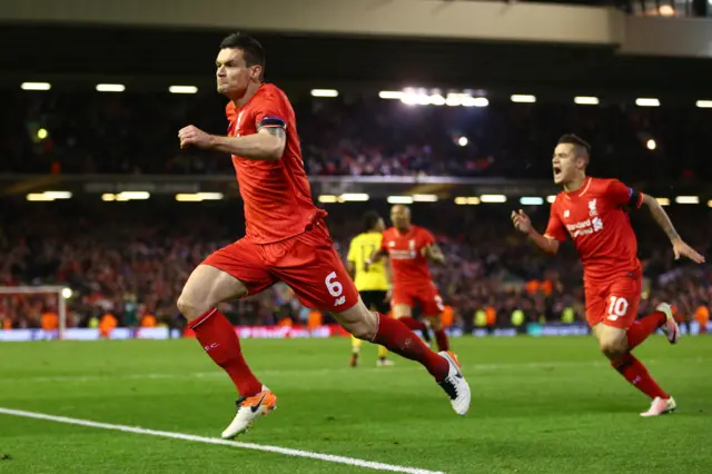 Dejan Lovren celebrates