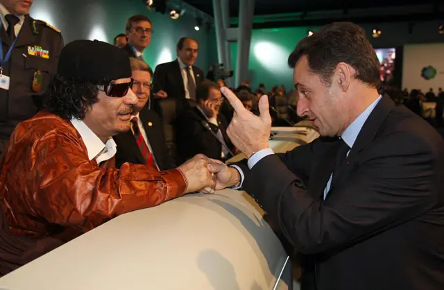 Gadhafi with Sarkozy in 2007