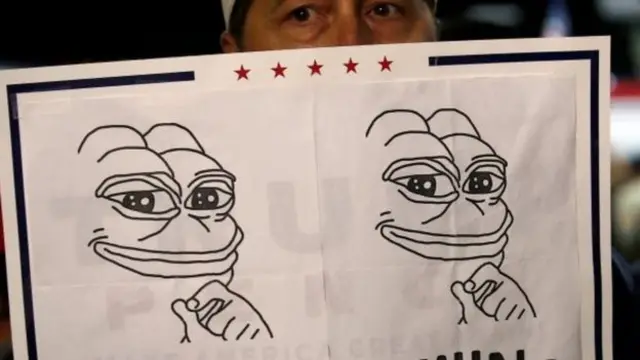 Cartoons of right-wing meme Pepe the Frog