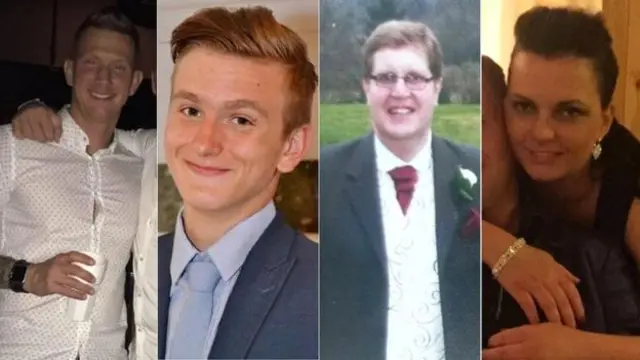 Mark Smith, Dane Chinnery, Phil Seary and Dorota Rynkiewicz (l-r) all died in the crash