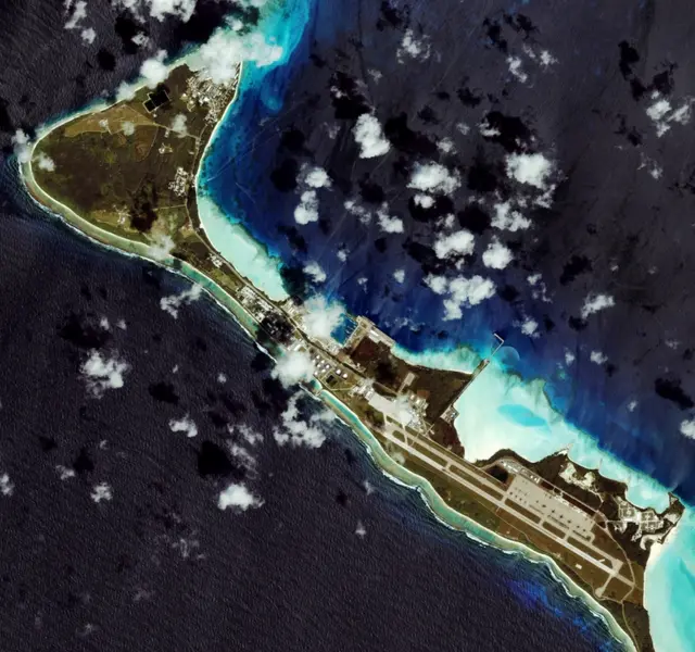 satellite image of northern Diego Garcia, in the central Indian Ocean