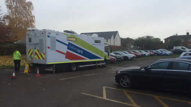 National Grid van parked at Bedfordshire emergency centre