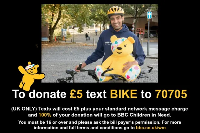 Donate money to Children in Need as Richie Anderson cycles 250-miles