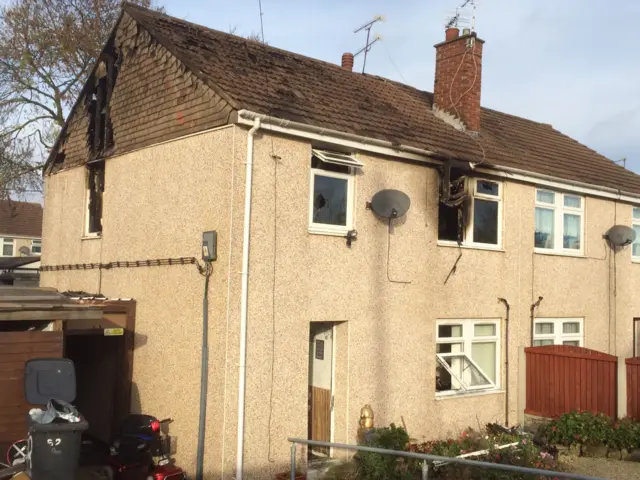 Fire-damaged house in Thurcroft