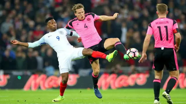 Daniel Sturridge, Christophe Berra and James Morrison in action at Wembley