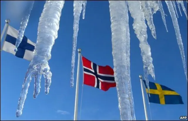 Flags and ice