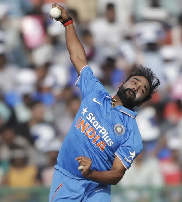 India's Amit Mishra in action during the ODI against New Zealand