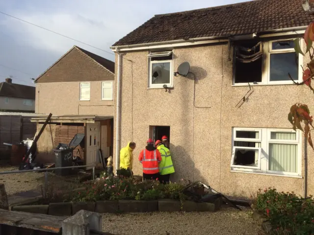 Fire damaged house in Rotherwood Crescent