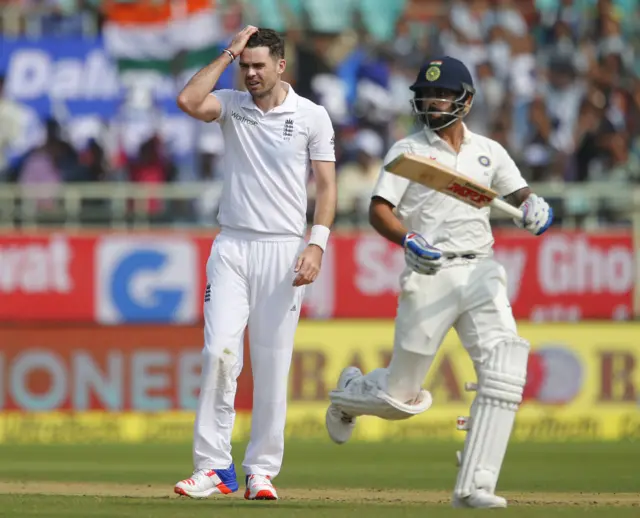 England's James Anderson with India's Virat Kohli