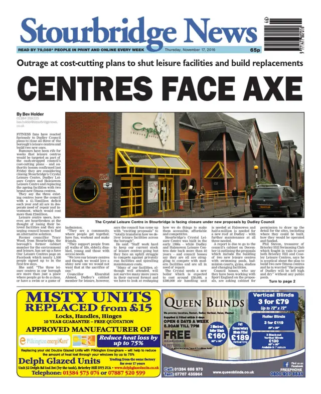 Stourbridge News front page