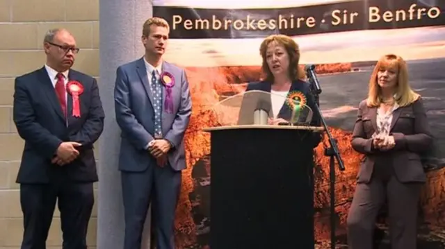 Wales' four MEPs - Derek Vaughan, Nathan Gill, Jill Evans and Kay Swinburne - at the time of their election in 2014