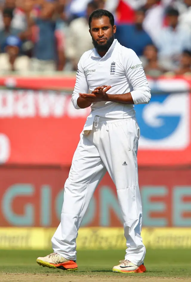 Rashid celebrates after taking the wicket of Umesh Yadav