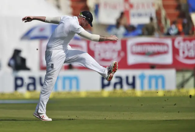 Stokes kicks the ground in frustration