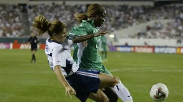 Florence Omagbemi in action for Nigeria at the 2003 World Cup