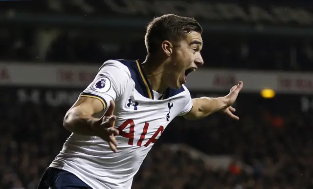 Harry Winks celebrates