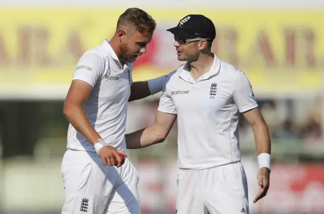 England's Stuart Broad and James Anderson