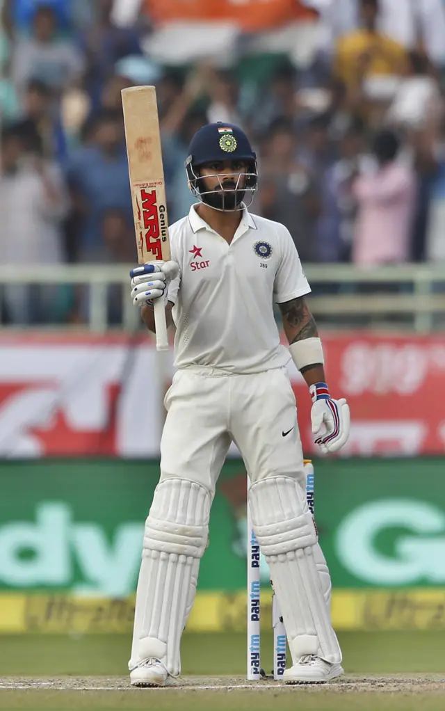 India's Virat Kohli reaches 50