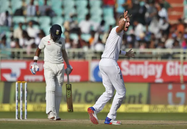 England's Stuart Broad appeals