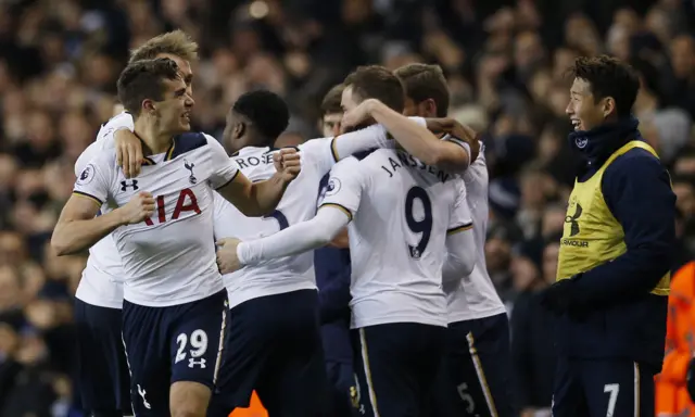 Harry Winks celebrates