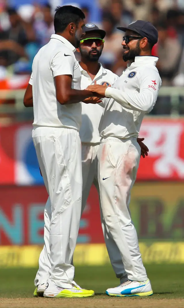 India's Ashwin celebrates