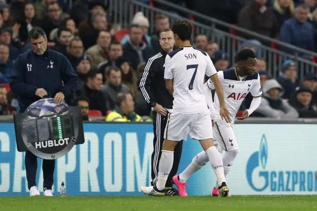 Tottenham's Georges-Kevin Nkoudou comes on for Son Heung-min