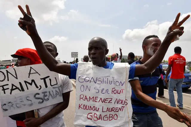 An opposition supporter in Ivory Coast