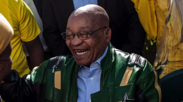 President Zuma in his leather ANC jacked