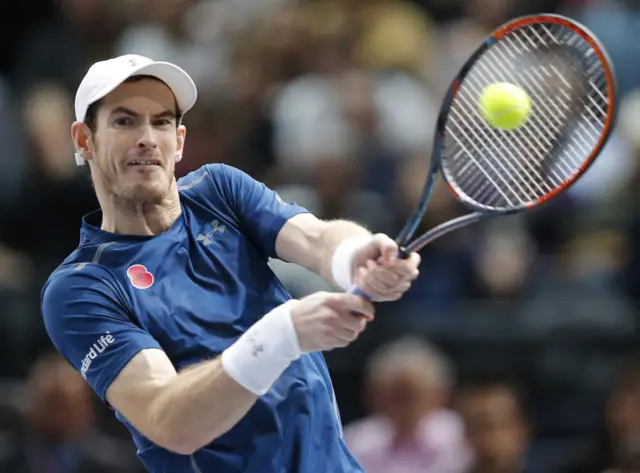 Andy Murray hits a backhand