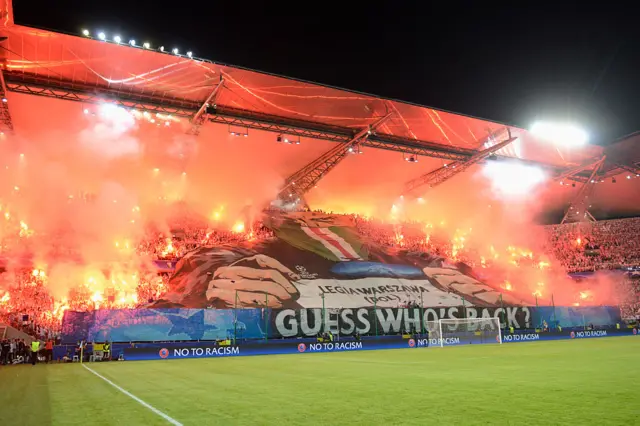 Legia Warsaw crowd trouble against Borussia Dortmund