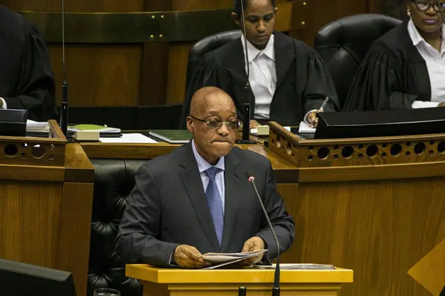 President Zuma in parliament in South Africa - 2016