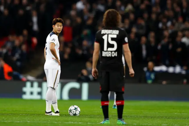 Son Heung-min prepares to kick the game off