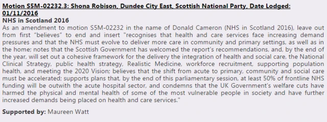 The Scottish government amendment