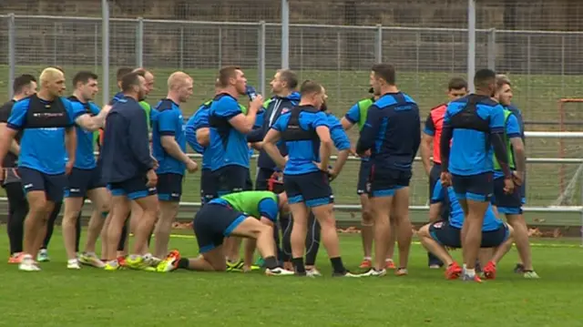 Rugby players in training