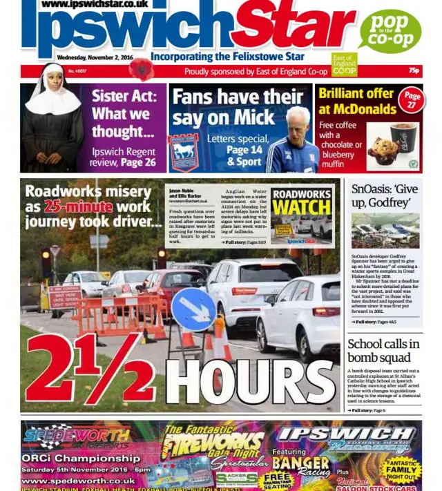 Front page of Ipswich Star