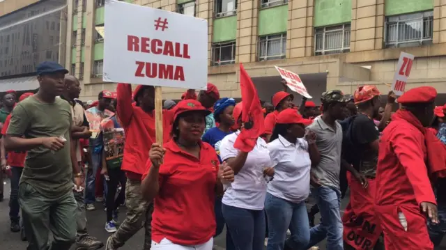 People marching against Mr Zuma in Pretoria, South Africa - Wednesday 2 November 2016