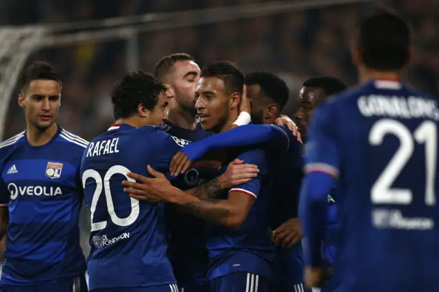 Corentin Tolisso celebrates