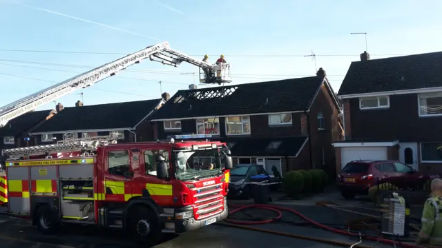 The fire brigade on Boucher Road, Cheddleton