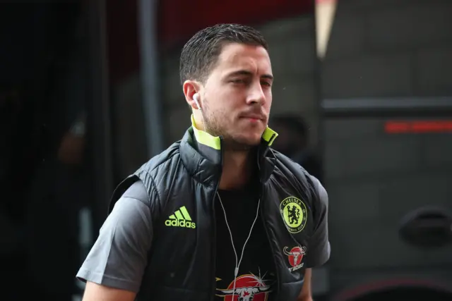 Eden Hazard of Chelsea arrives