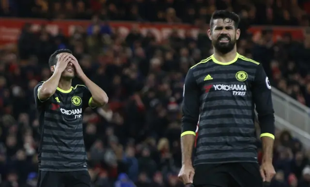 Pedro and Diego Costa react