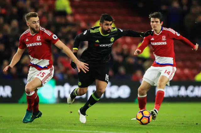 Diego Costa runs for the ball