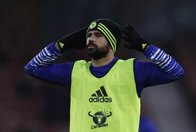 Diego Costa warms up