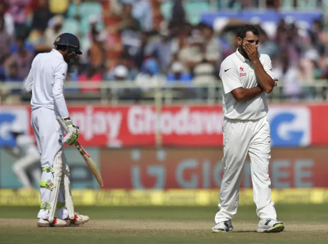 India's Shami looking frustrated