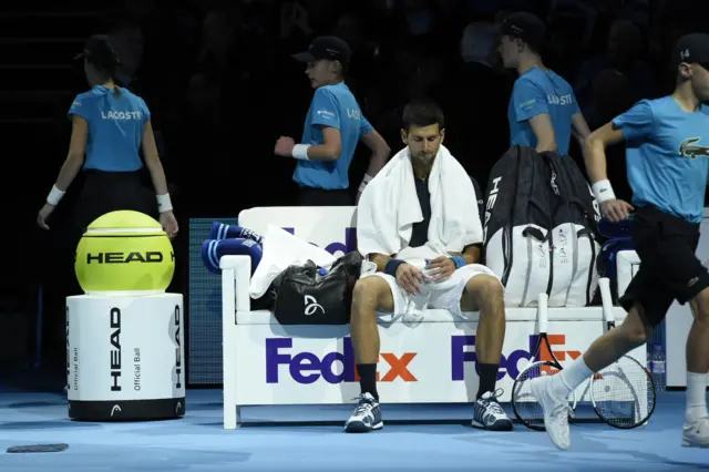 Novak Djokovic looks dejected