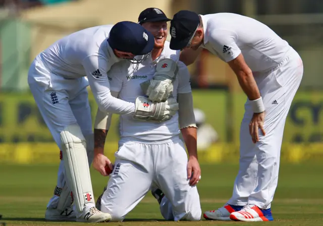 England's Ben Stokes celebrates catch