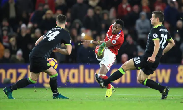 Adama Traore of Middlesbrough shoots