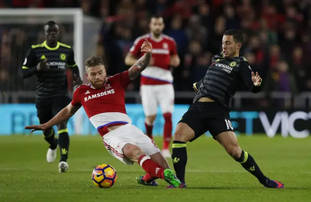 Eden Hazard is tackled